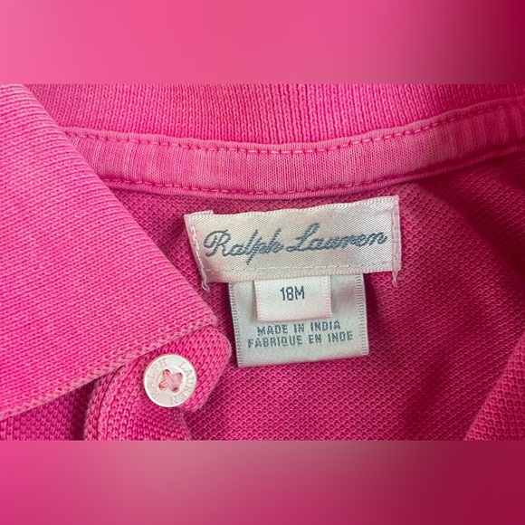 Ralph Lauren hot pink, baby girl onesie with ruffles and snap bottom; size 18 mo - Picture 4 of 7